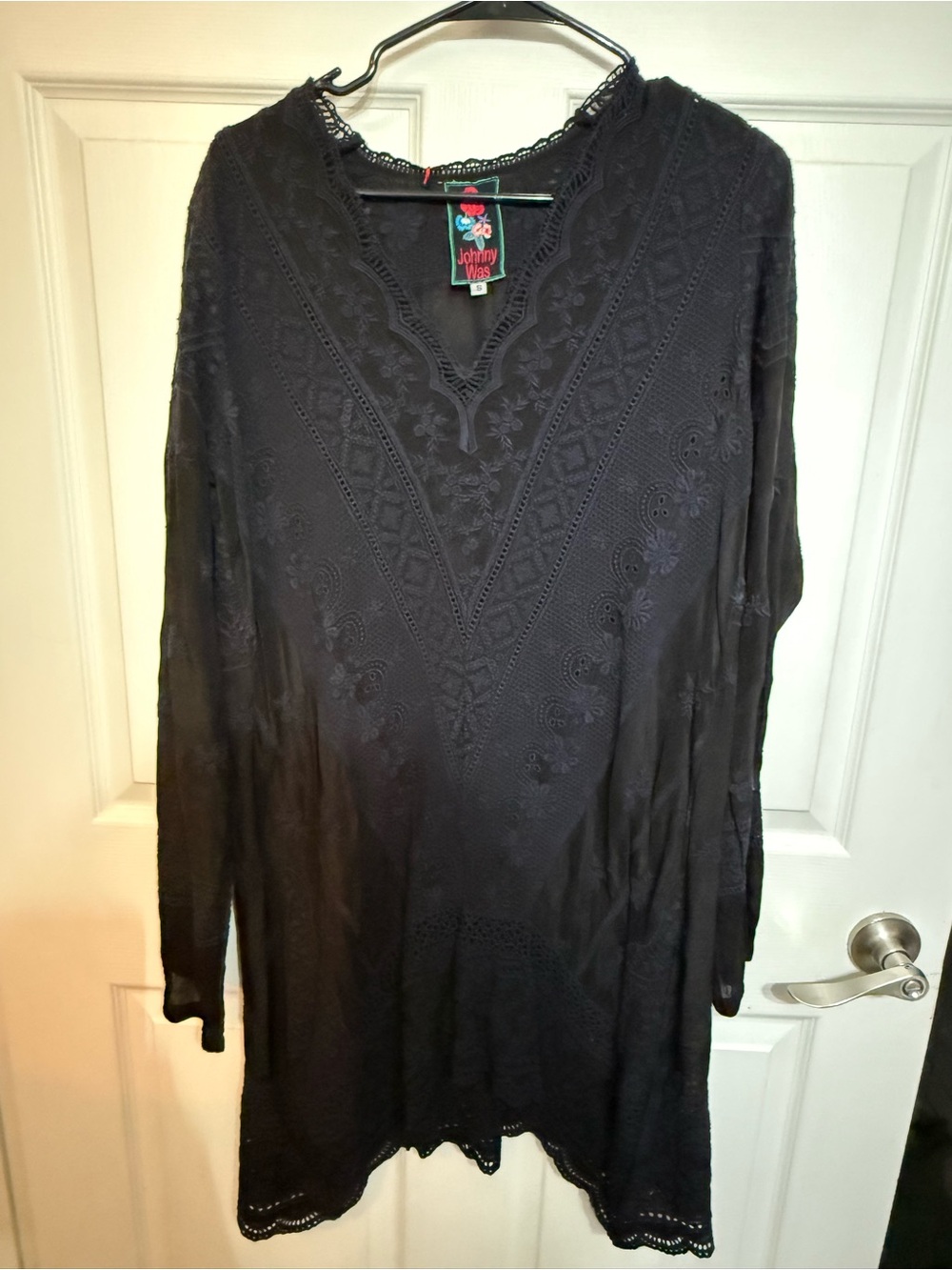 Johnny Was  Embroidered V-Neck Blouse with Floral Tag